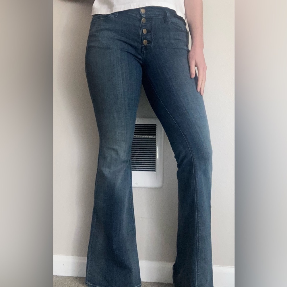 Genetic Denim Low Rise Flare Jeans 70s Bell Bottom Blue Size 30 Long Inseam Tour